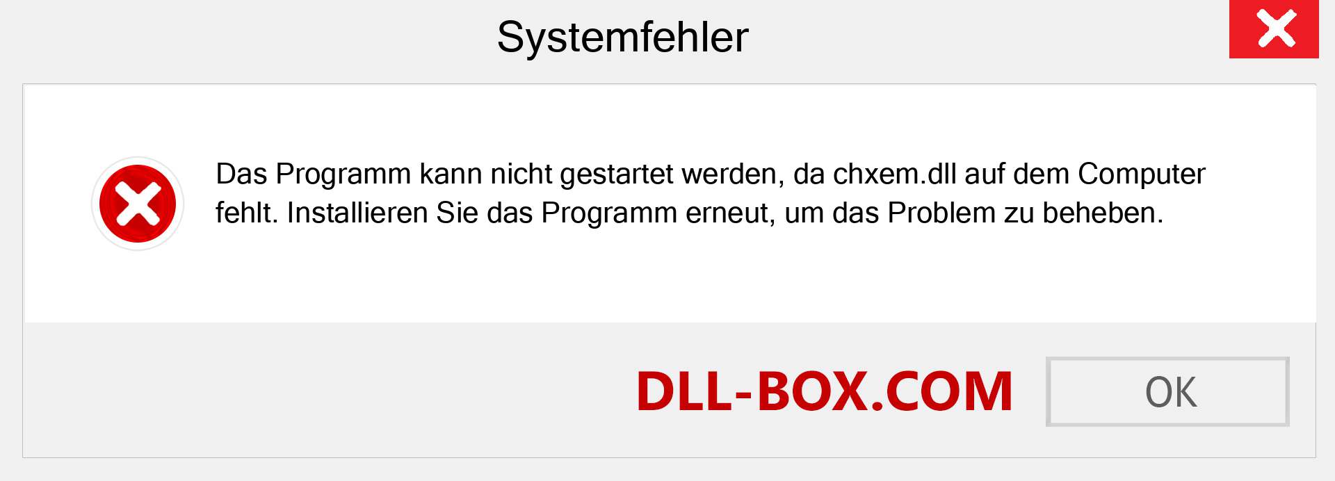 chxem.dll-Datei fehlt?. Download für Windows 7, 8, 10 - Fix chxem dll Missing Error unter Windows, Fotos, Bildern